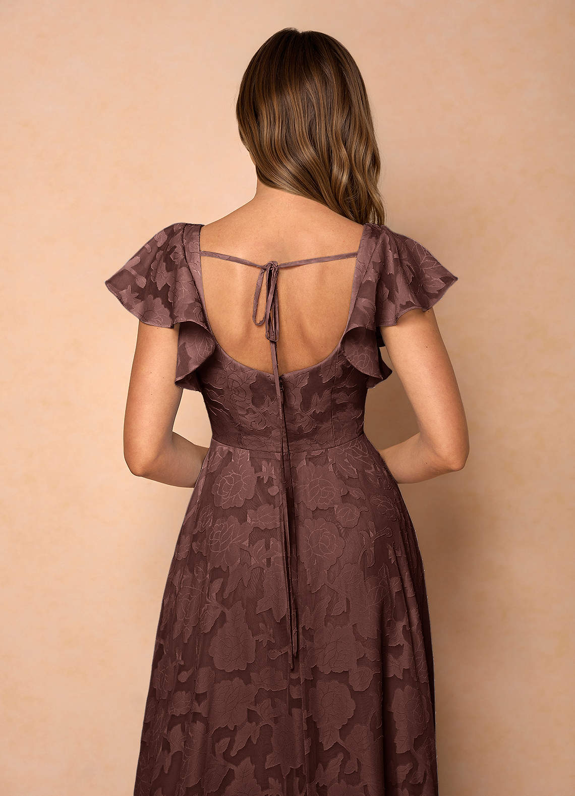 Anna Mocha Coco Ruffled Maxi Dress