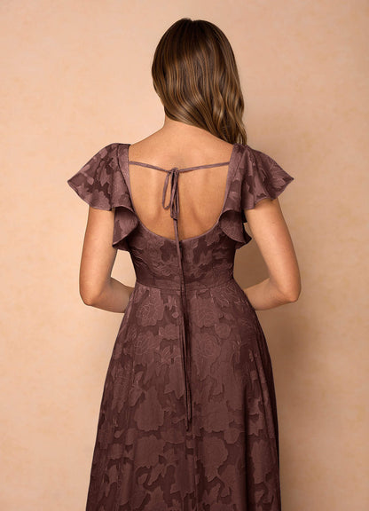 Anna Mocha Coco Ruffled Maxi Dress