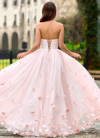 Calliope Blushing Pink Flower Blossom Prom Dress
