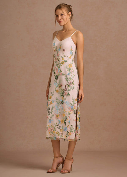 Delphine Blush Pink Multi Midi Dress