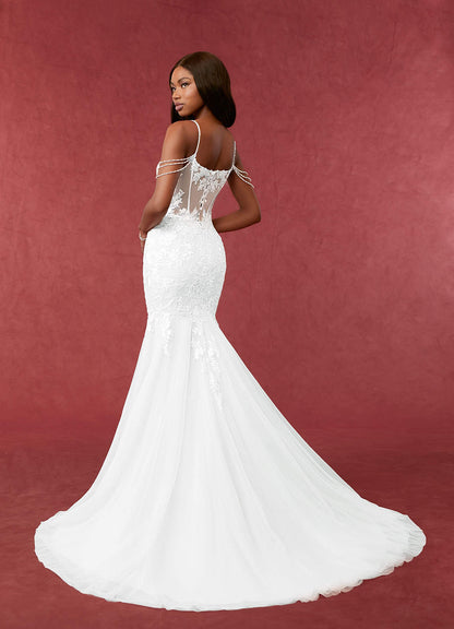Diamond White Mermaid Sequins Tulle Dress