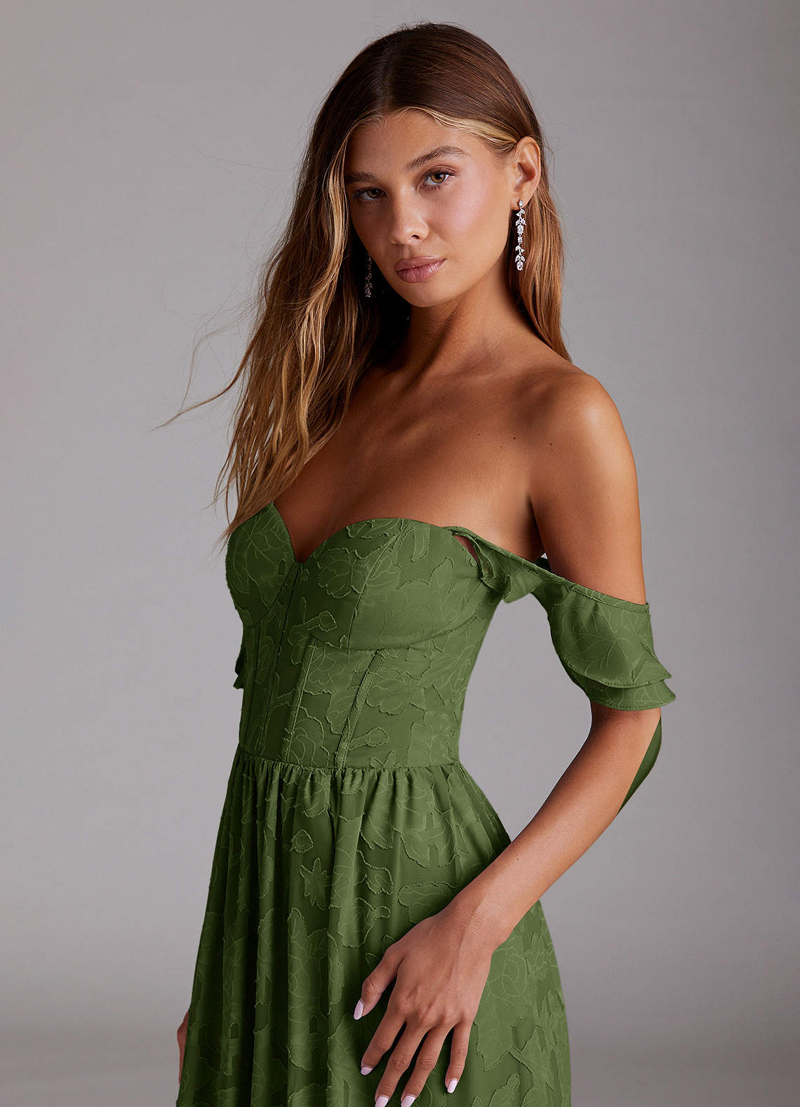 Denisse Olive Corset Maxi Dress