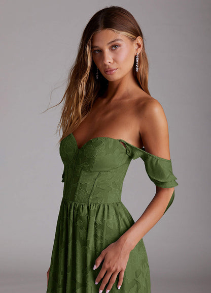 Denisse Olive Corset Maxi Dress