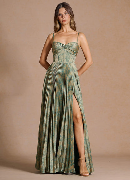 Vesper Platinum Teal Maxi Dress