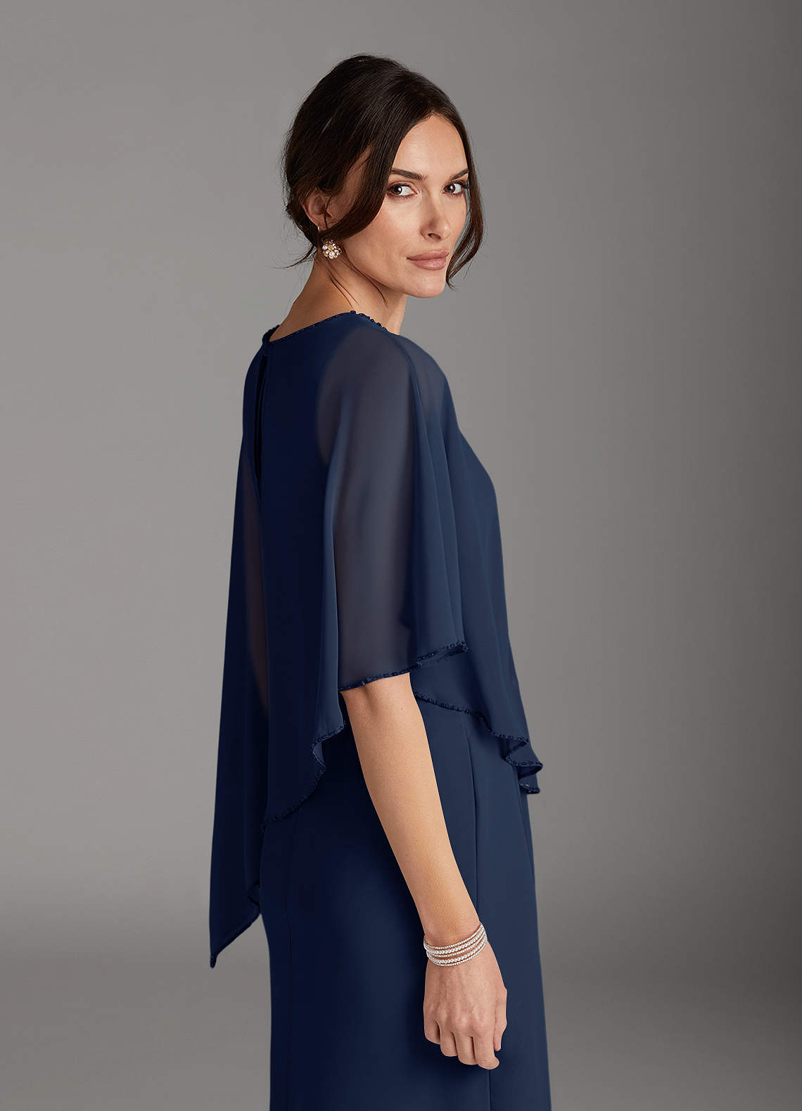 Dark Navy Sheath Sequins Chiffon Dress