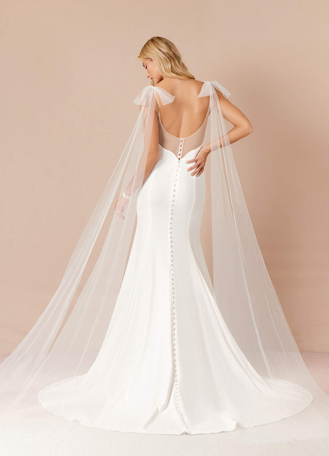 Diamond White Mermaid Stretch Crepe Dress
