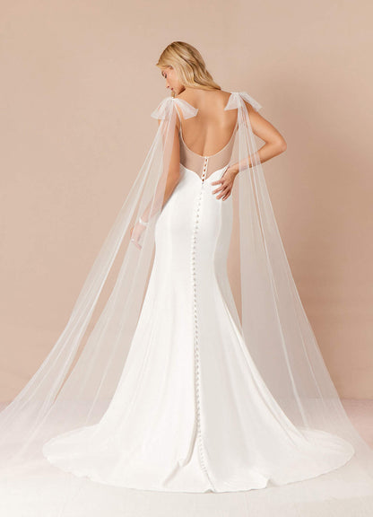 Diamond White Mermaid Stretch Crepe Dress