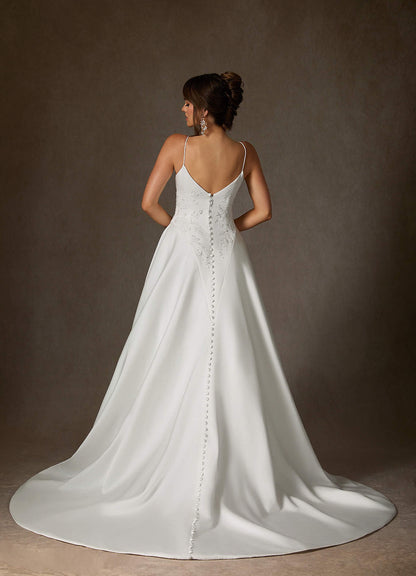 Diamond White A-Line Double Faced Satin Dress