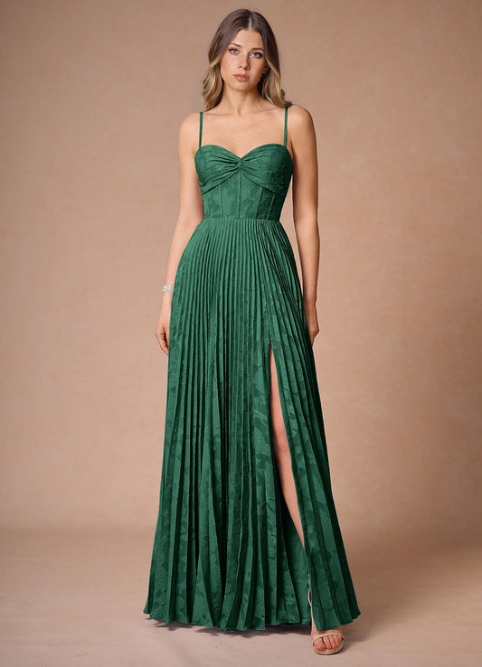 Akiko Emerald Green Pleated Maxi Dress