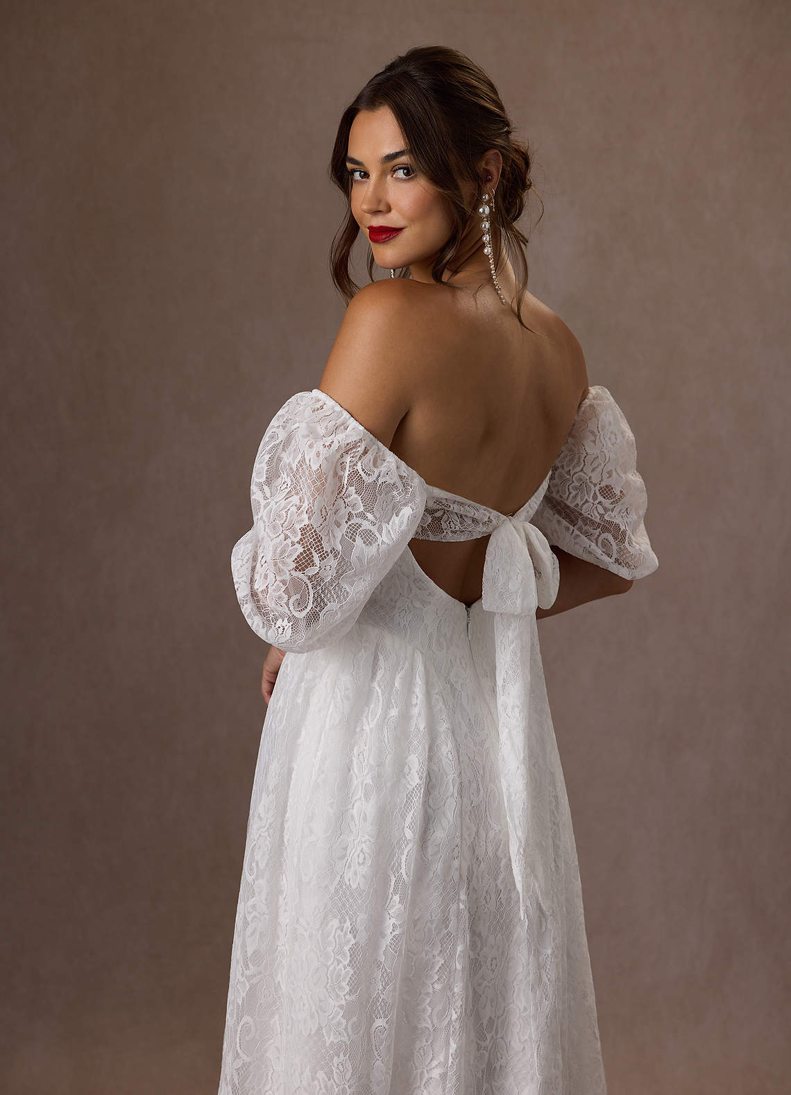 Diamond White A-Line Sweetheart Neckline Lace Dress