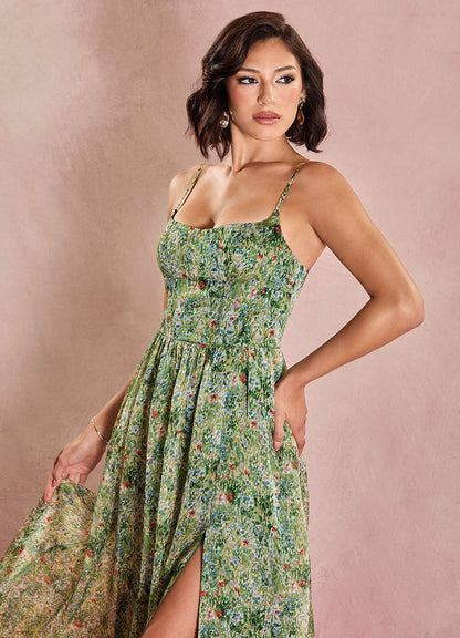 Lolla Green Floral Maxi Dress  Dress