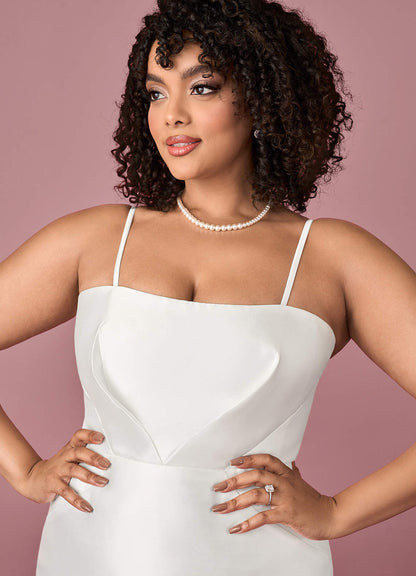 Diamond White Mermaid Ruched Mikado Dress Diamond White