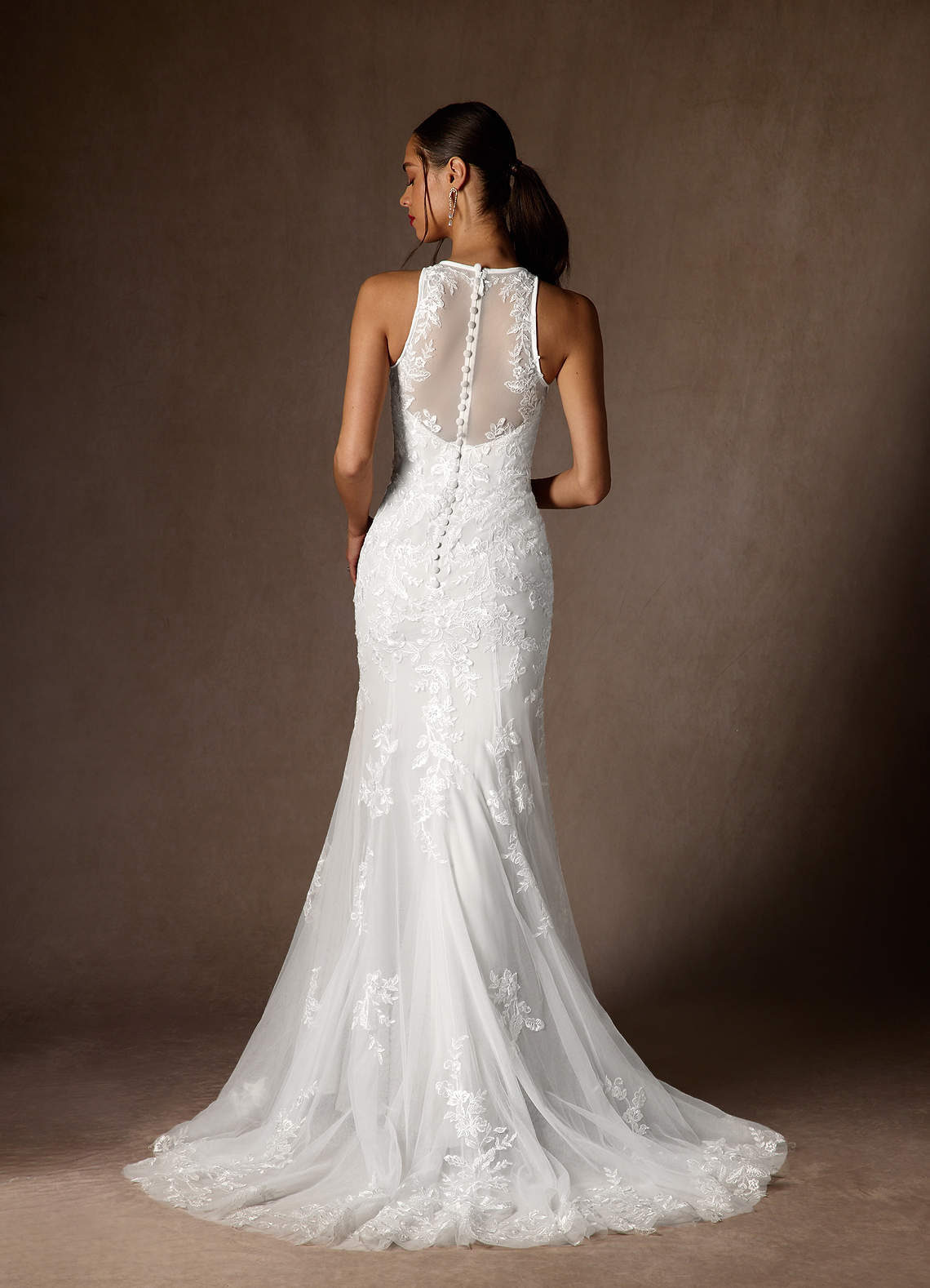 Diamond White Mermaid Sequins Tulle Dress