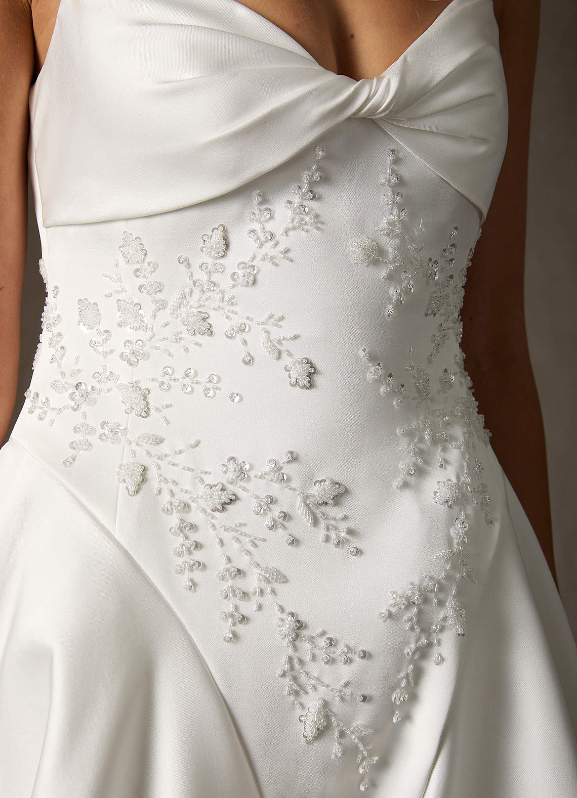Diamond White A-Line Double Faced Satin Dress