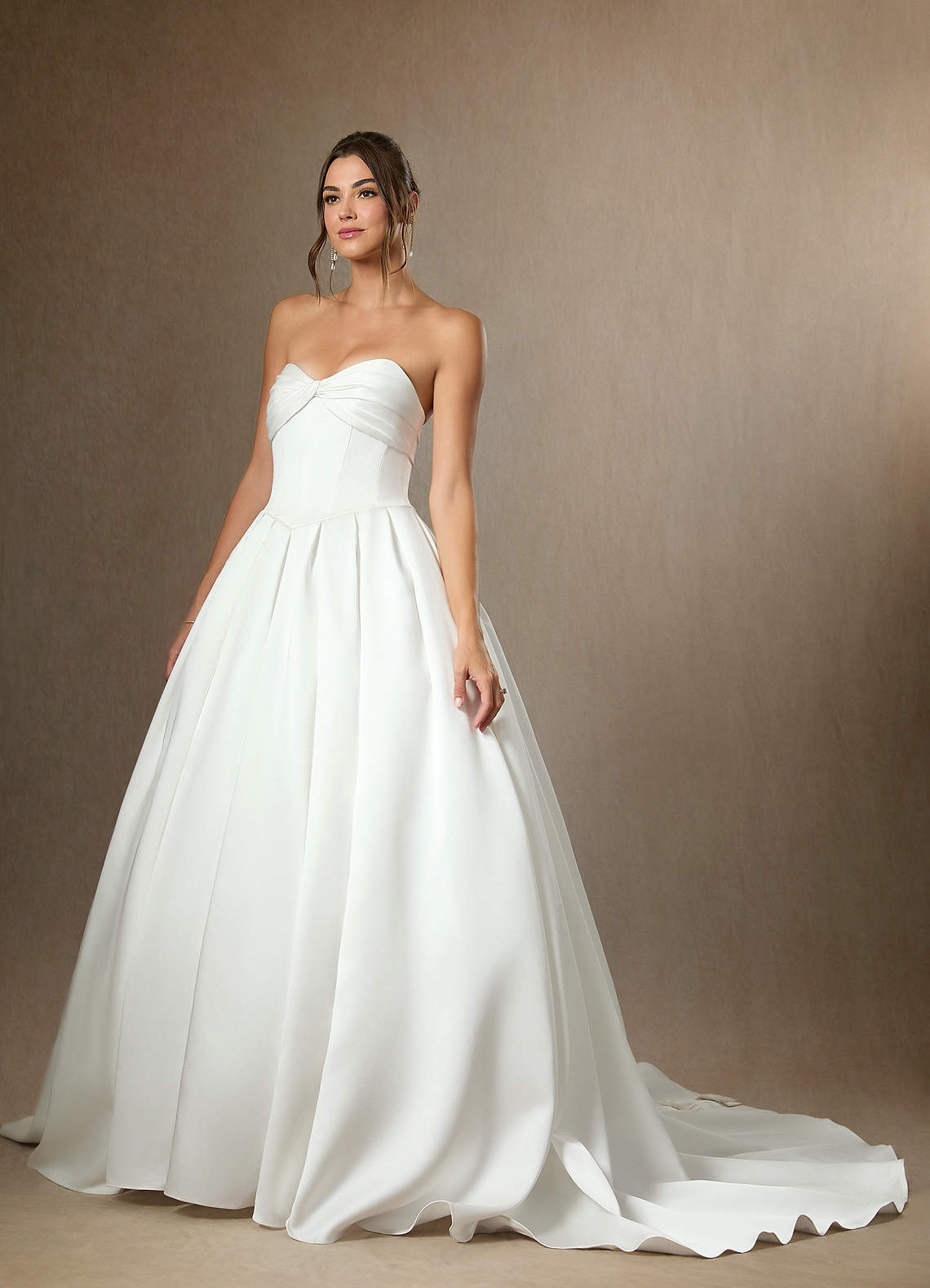 Diamond White Ball-Gown Strapless Double Faced Satin Dress