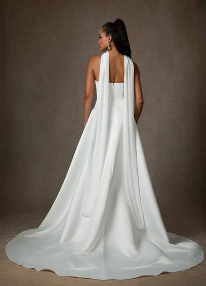 Diamond White A-Line Satin Dress