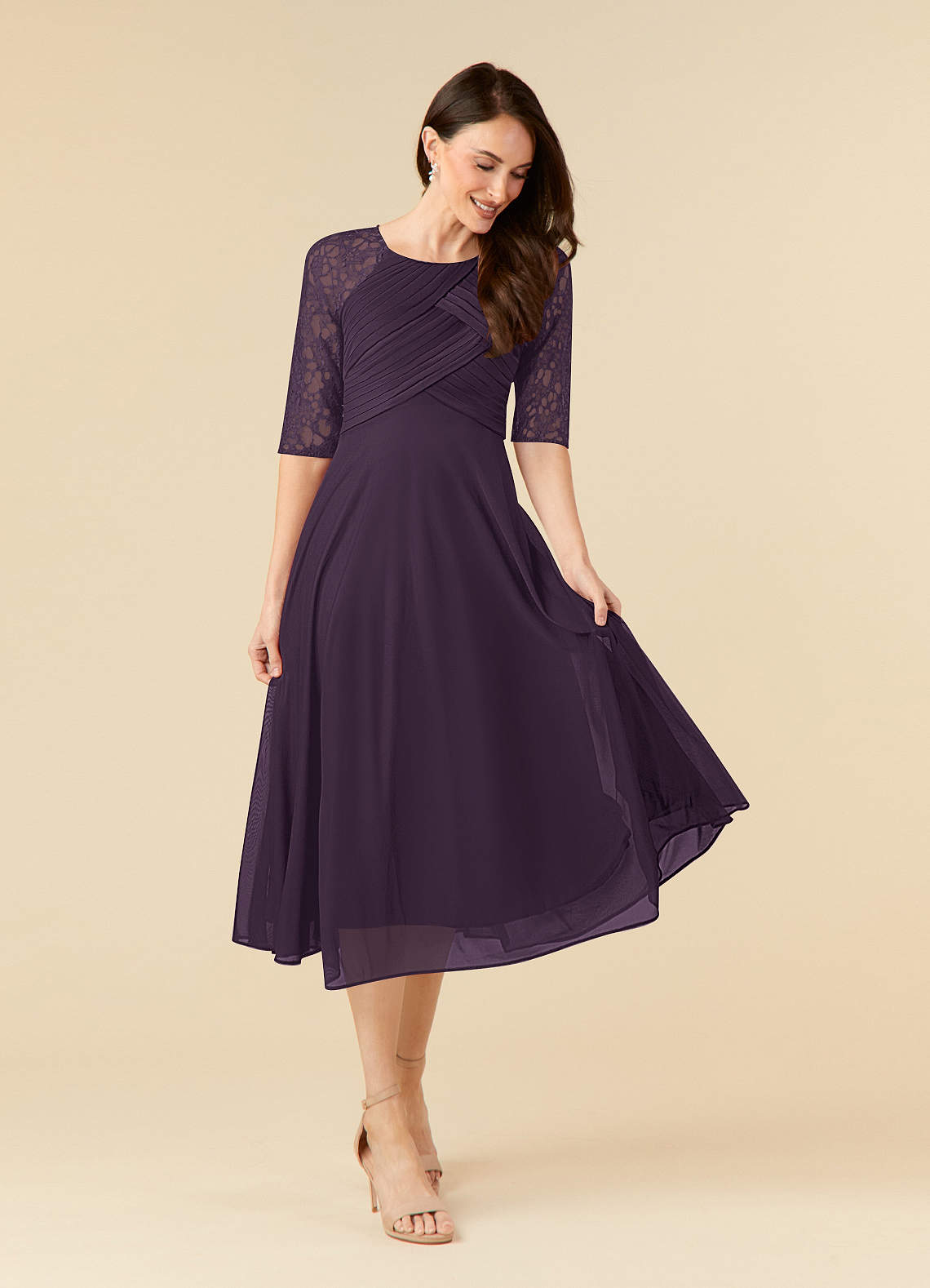 Plum A-Line Lace Dress