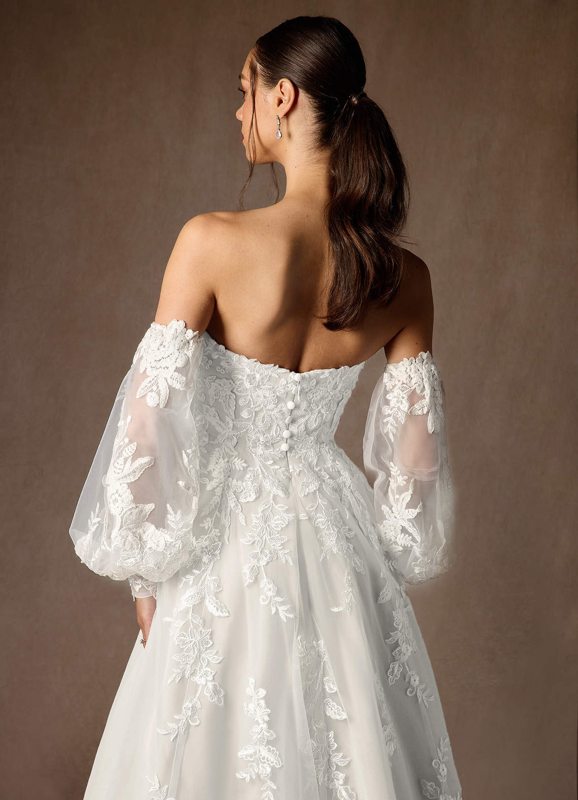 Diamond White Ball-Gown Strapless Lace Dress