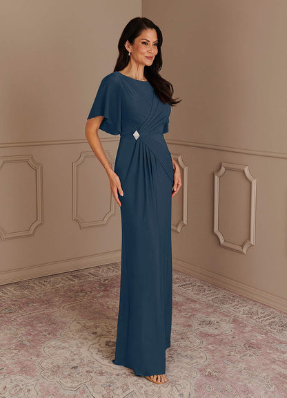 Neptune Mermaid Boatneck Pleated Luxe Knit Dress