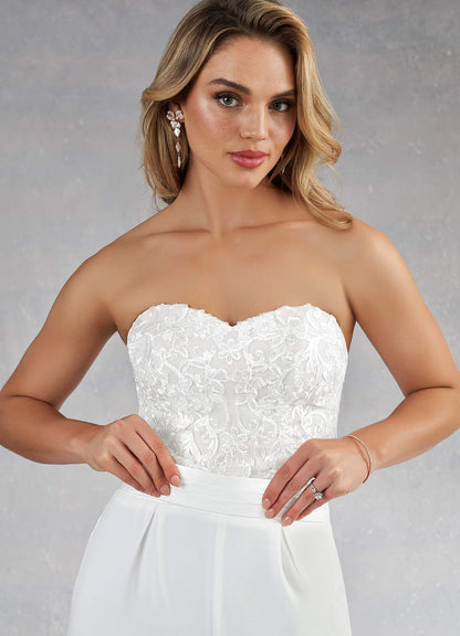 Diamond White Pant Styles Lace Stretch Crepe Dress