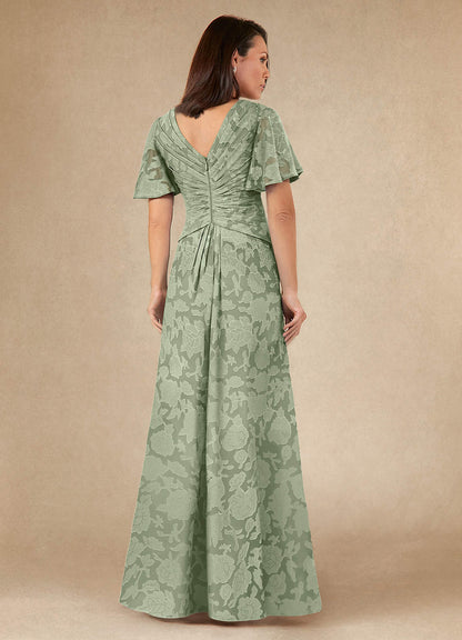 Dusty Sage A-Line Pleated Floral Burnout Dress