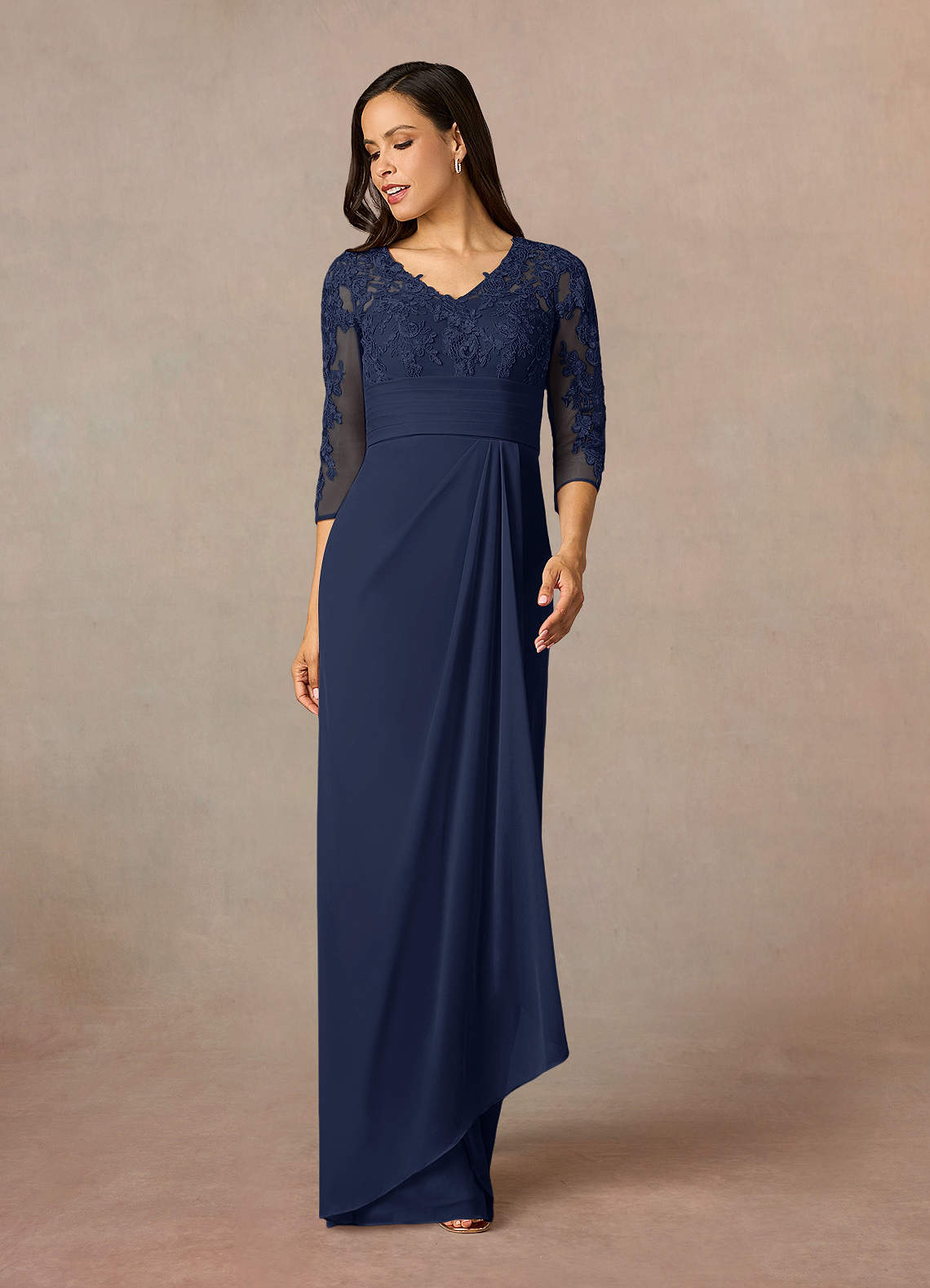 Dark Navy Sheath Lace Dress