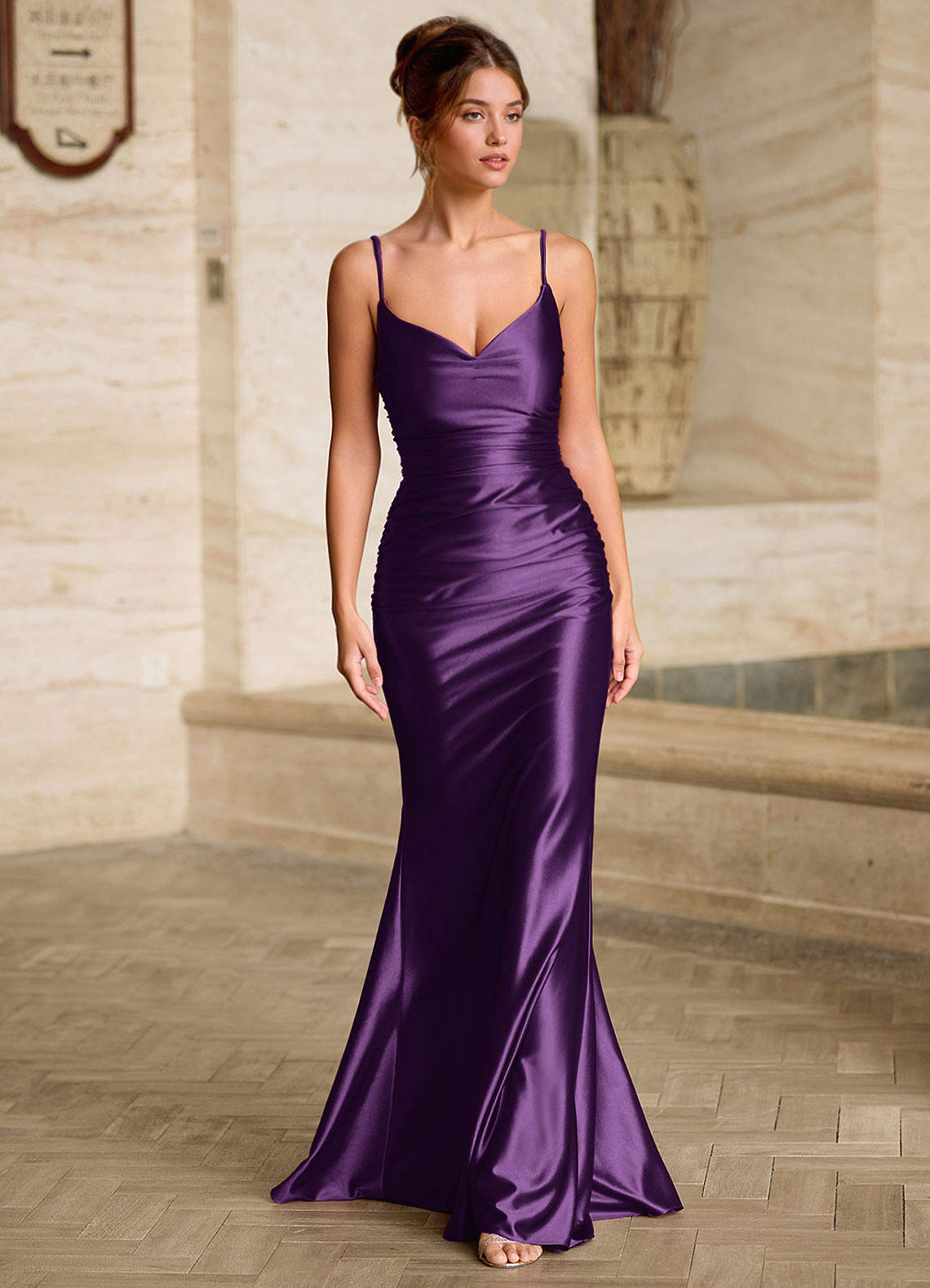 Scarlett Grape Backless Lace-Up Mermaid Prom Dress  Dress