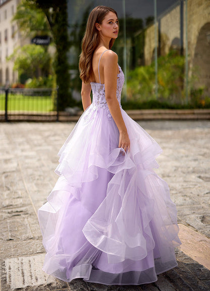Spitze Purple Sheer Lace Prom Dress