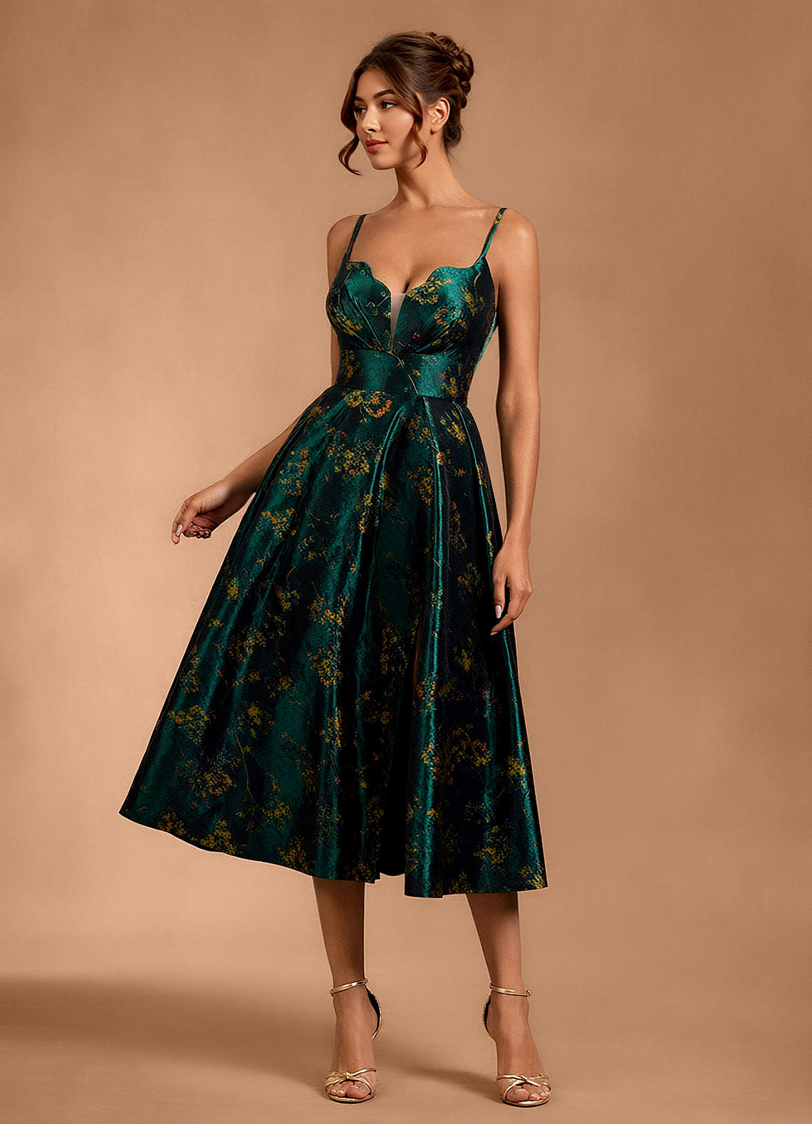 Maelie Deep Green Midi Dress  Dress
