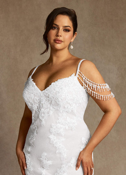Diamond White Mermaid Sequins Tulle Dress
