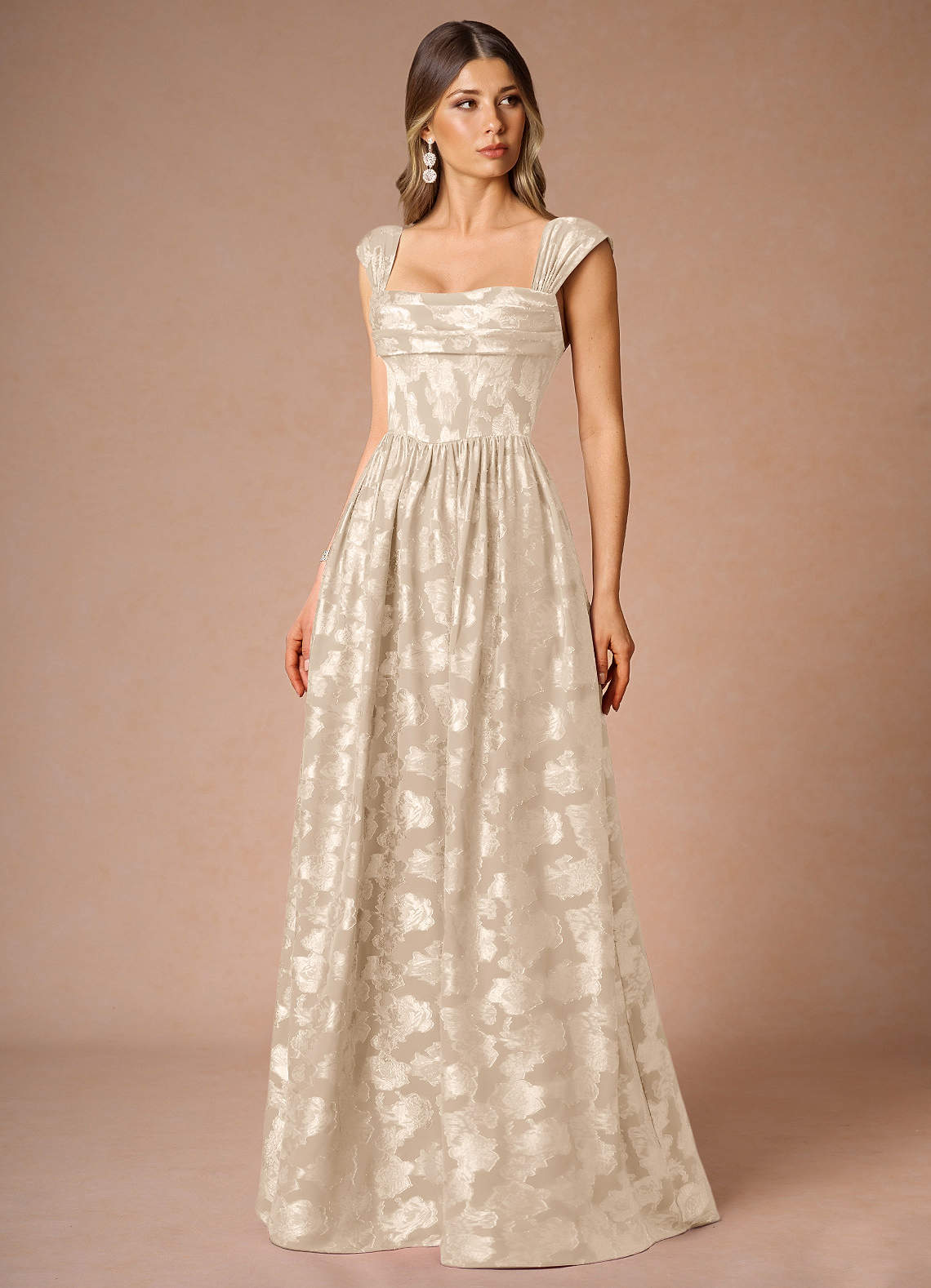 Hazel Cream Pleated Maxi Dress