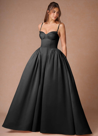 Relana Black Sleeveless Bandeau Ballgown