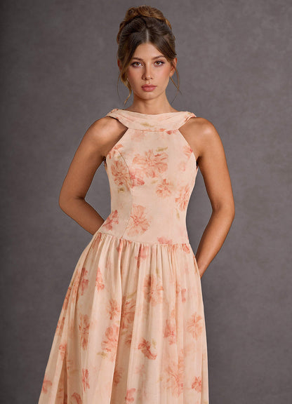 Rowan Peach Midi Dress