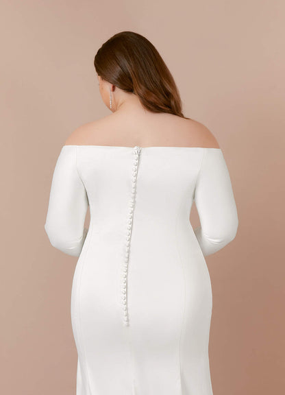 Diamond White Mermaid Off the Shoulder Satin Dress