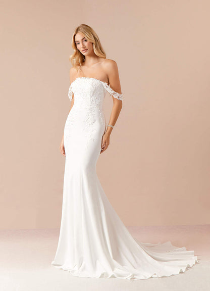 Diamond White Mermaid Sequins Stretch Crepe Dress