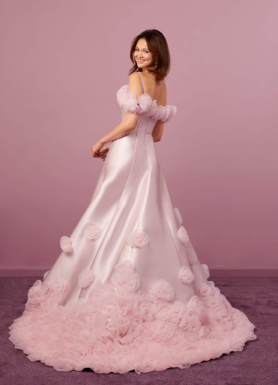 Ballerina Pink Ball-Gown Off the Shoulder Mikado Dress Ballerina Pink