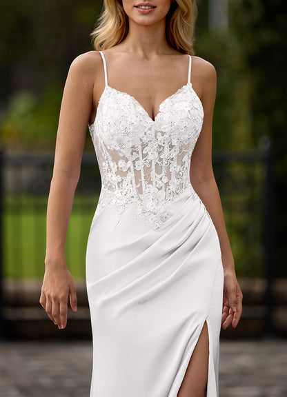 Pizzo White Beaded Jersey Column Gown  Dress