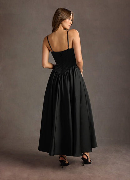 Pandora Black Dropped Waist Maxi Dress  Dress