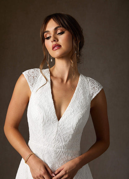 Diamond White A-Line Lace Dress