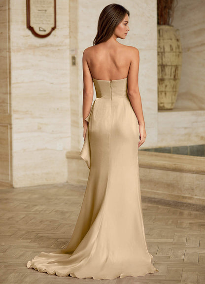 Liorah Champagne Strapless Prom Dress