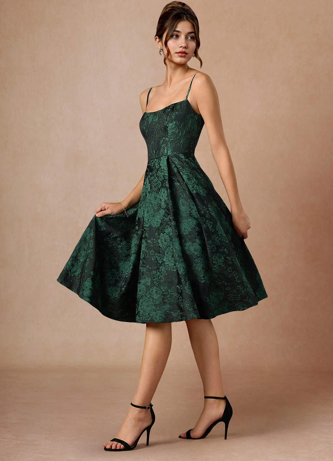 Wendy Black Emerald Midi Dress