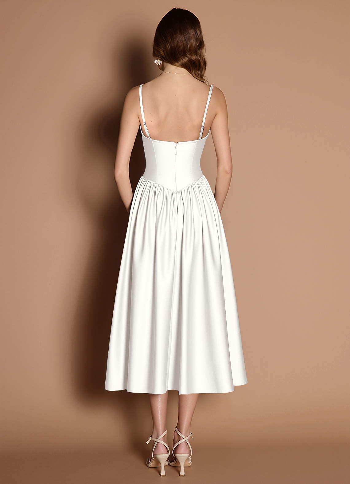 Ottilie White Pleated Midi Dress  Dress