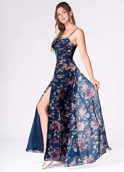 Aurra Navy Multi Maxi Dress