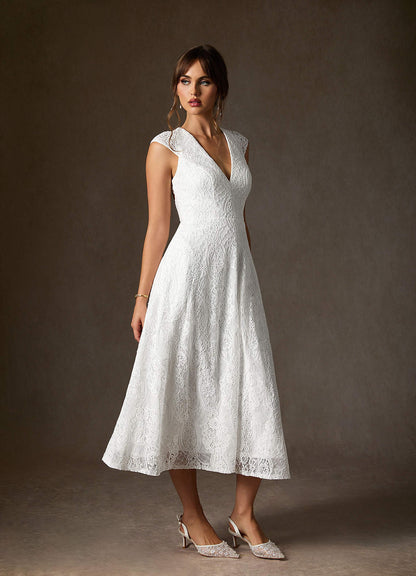Diamond White A-Line Lace Dress