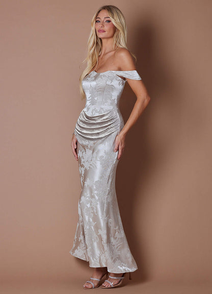 Pheobe Platinum Gray Maxi Dress
