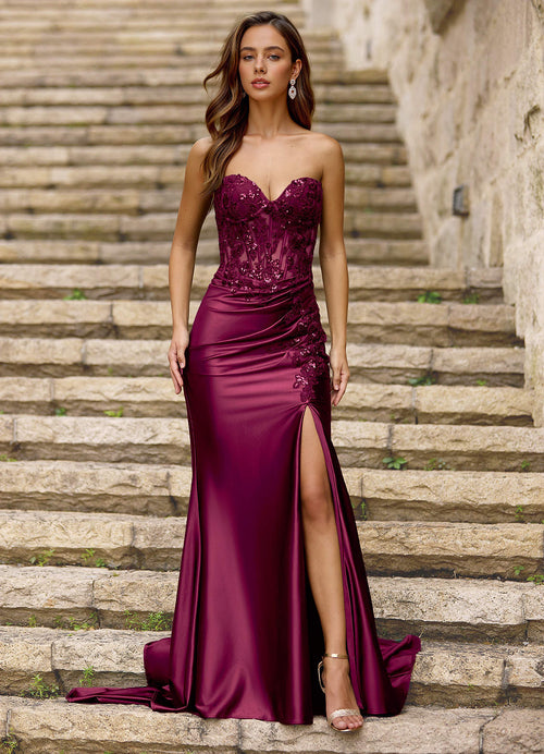 Emblace Burgundy Mermaid Prom Dress  Dress