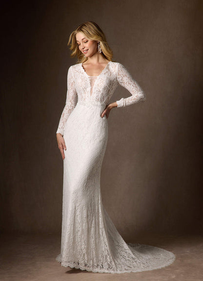 Diamond White Sheath V-Neck Tulle Dress