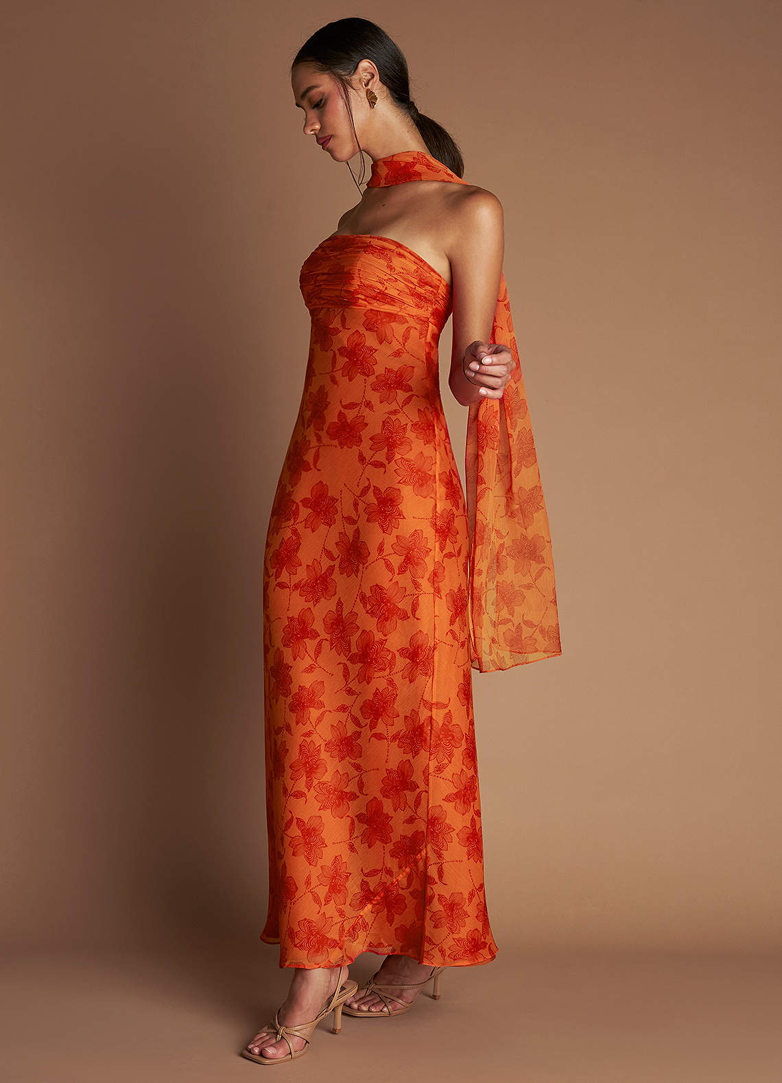 Aisha Tangerine Maxi Dress