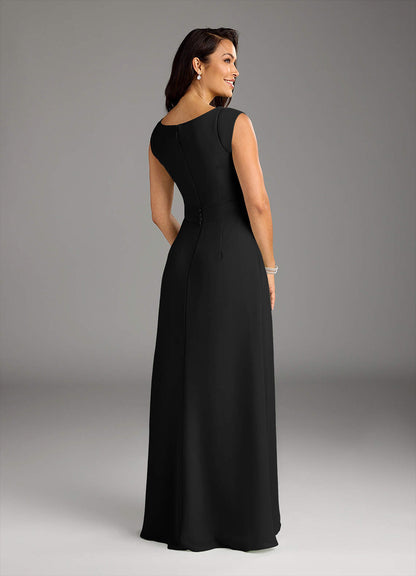 Black A-Line Lace Chiffon Dress