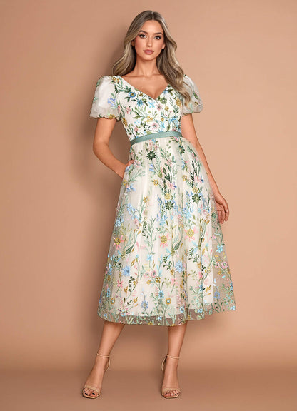 Marisa Champagne Multi Midi Dress